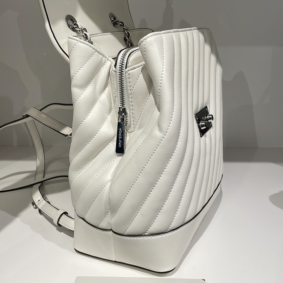 Michael Kors Quilted white backpack chain handle main image 6